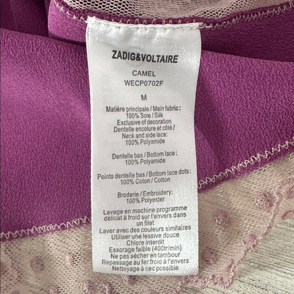 Zadig & Voltaire Silk lace camel Cami tank -‎ medium - Picture 7 of 9